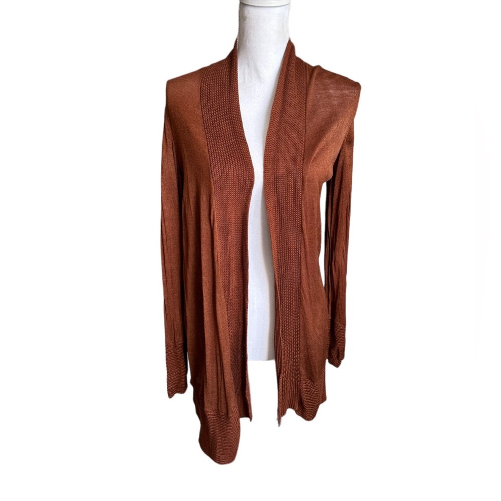 Chico’s Cinnamon Brown Open Front Cardigan Size 2